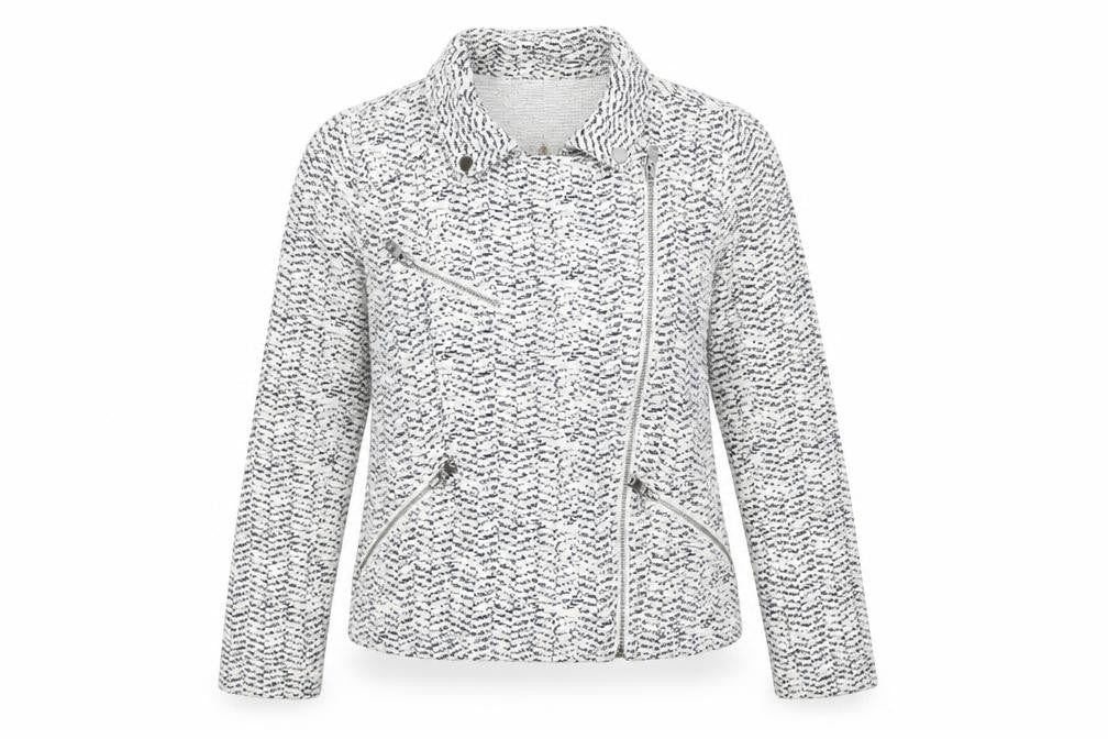 Front view of Next women’s multicoloured geometric jacket, size UK 12