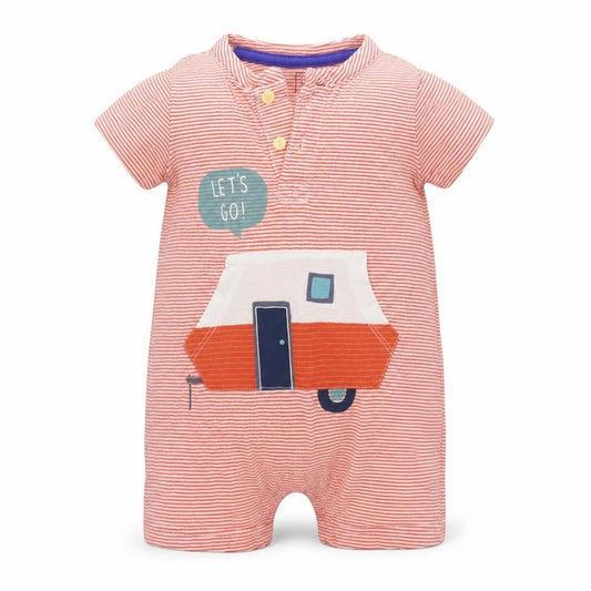 Front view of Gap Baby Red Striped Babygrow One-Piece, size 3-6, Months