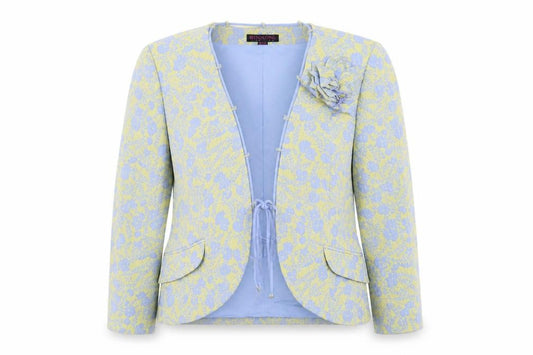 Front view of Belinda women’s multicoloured floral jacket blazer, size UK 16