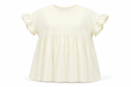 Front view of ASOS women’s beige colourblock basic t-shirt, size UK 6