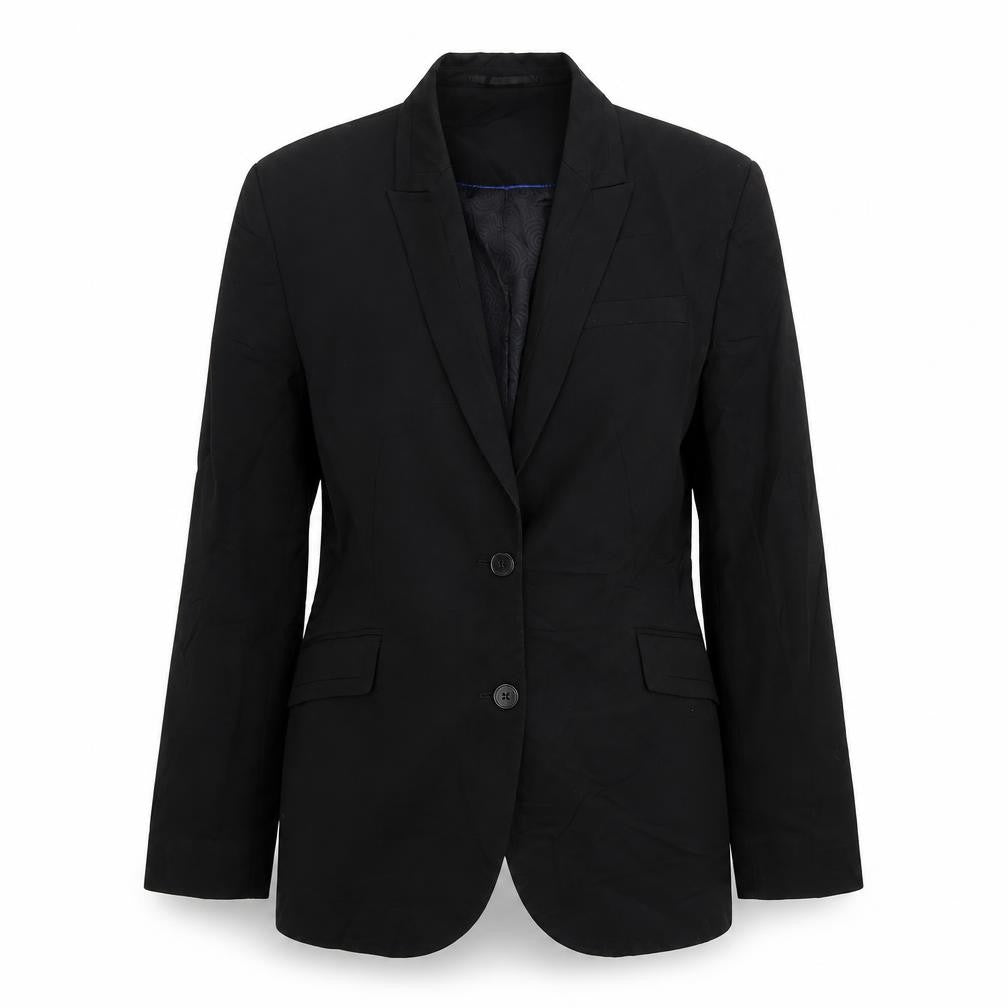 Front view of Wardrobe women’s black jacket suit, size UK 12