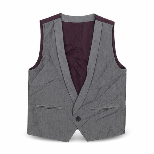 Front view of Next boys’ grey jacket waistcoat, size 4-5, years