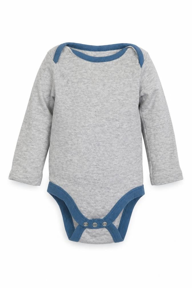 Front view of Tu Baby Grey Babygrow One-Piece, size 3-6, Months