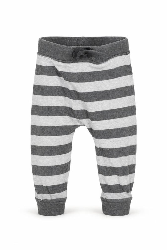 Front view of George boys’ grey striped sweatpants, size 6-9, months