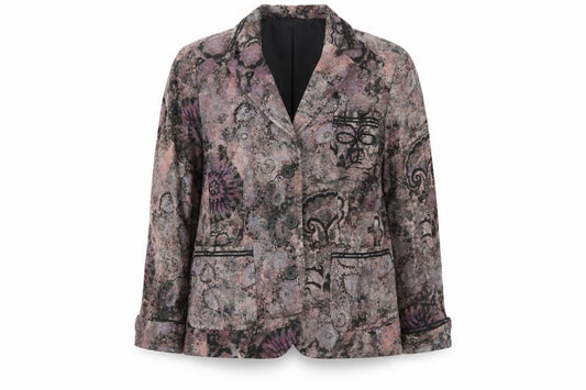 Front view of Marks & Spencer women’s multicoloured argyle/diamond jacket blazer, size UK 14