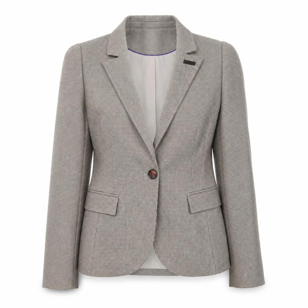 Front view of SARAR women’s brown jacket blazer, size UK 36