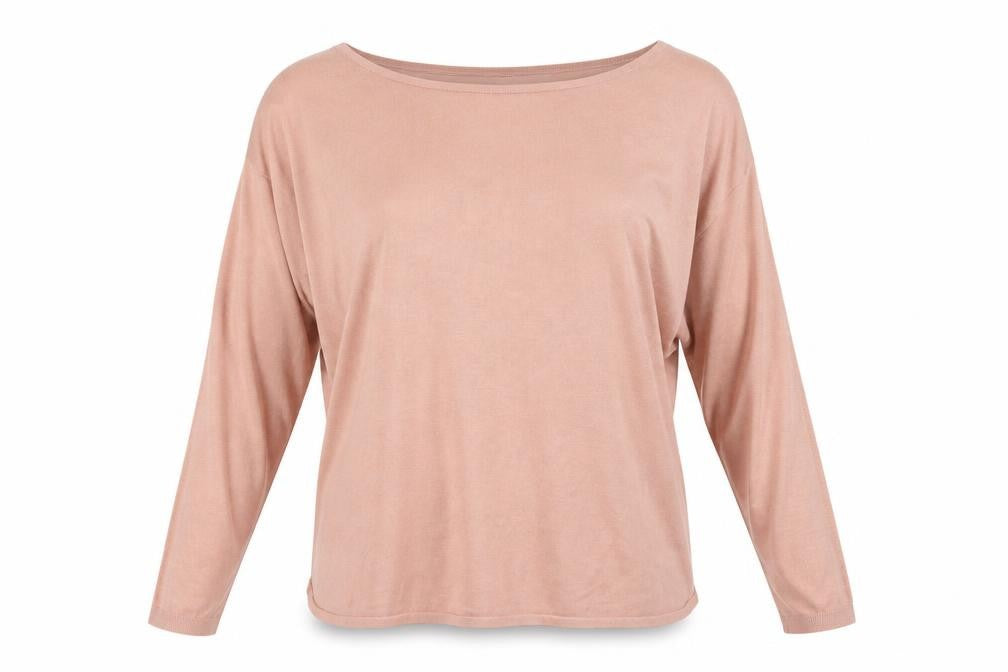 Front view of H&M women’s pink basic t-shirt, size S