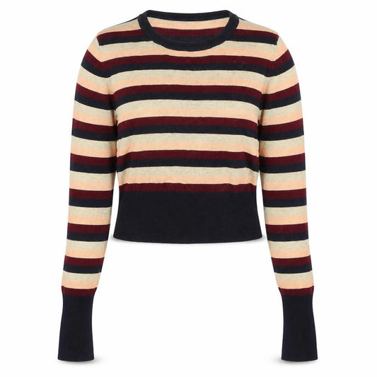 Front view of Zara women’s multicoloured striped knit jumper, size S