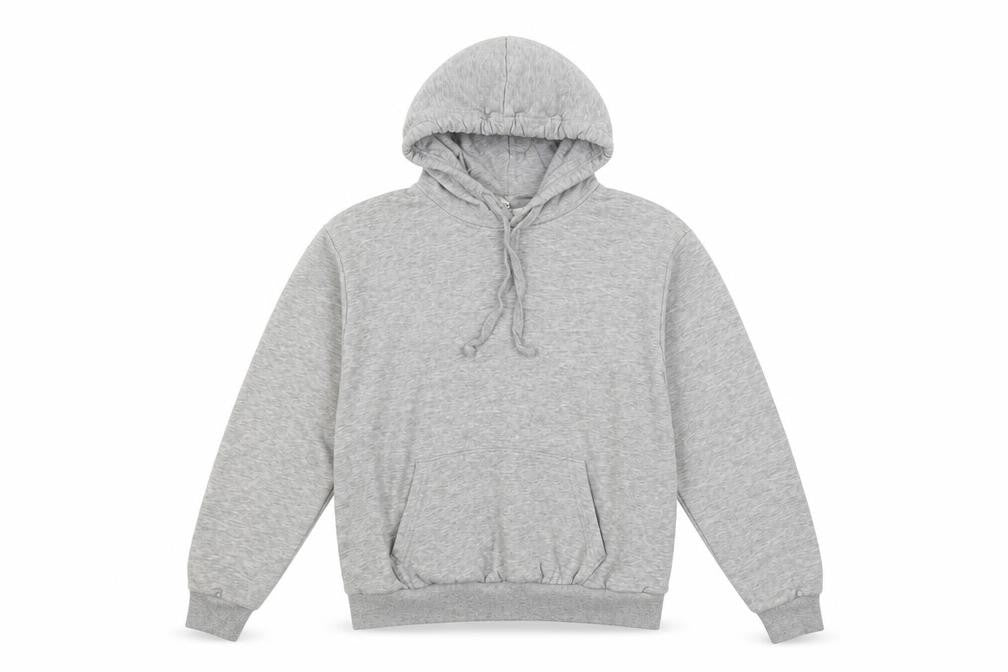 Front view of H&M women’s grey pullover hoodie, size S