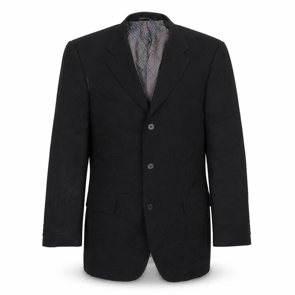 Front view of Henley & Knight men’s black jacket suit jacket, size 40