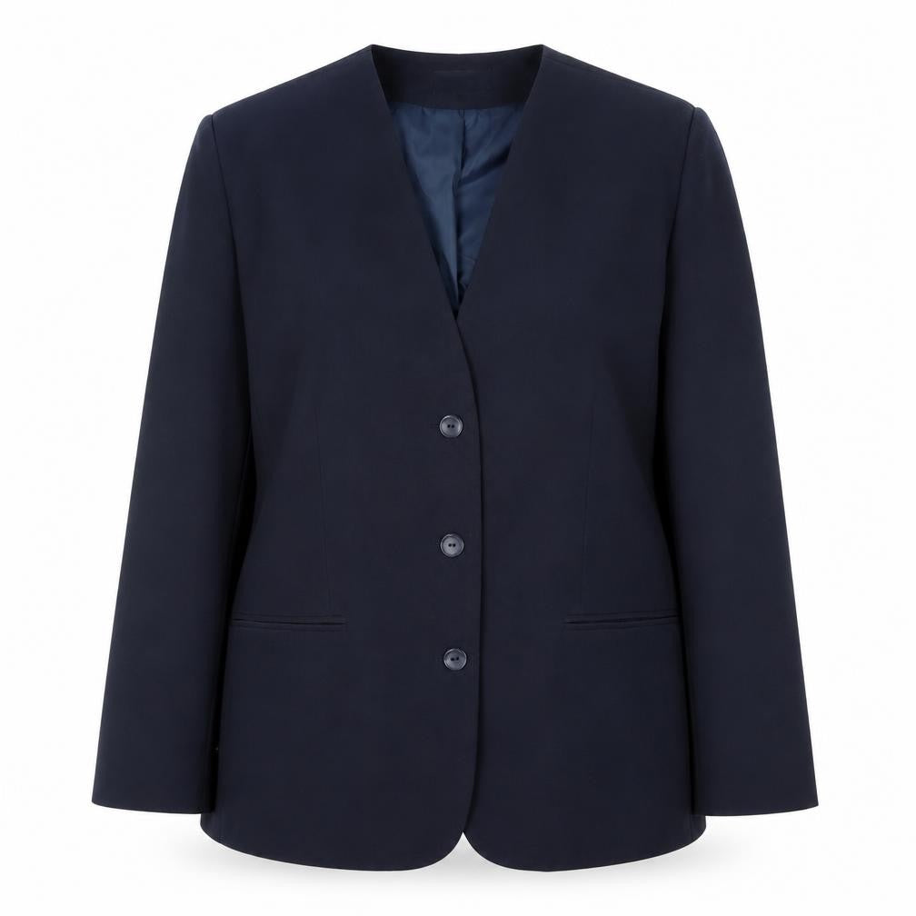 Front view of Classics women’s blue jacket blazer, size UK 16