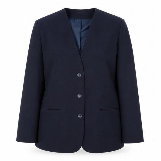 Front view of Classics women’s blue jacket blazer, size UK 16