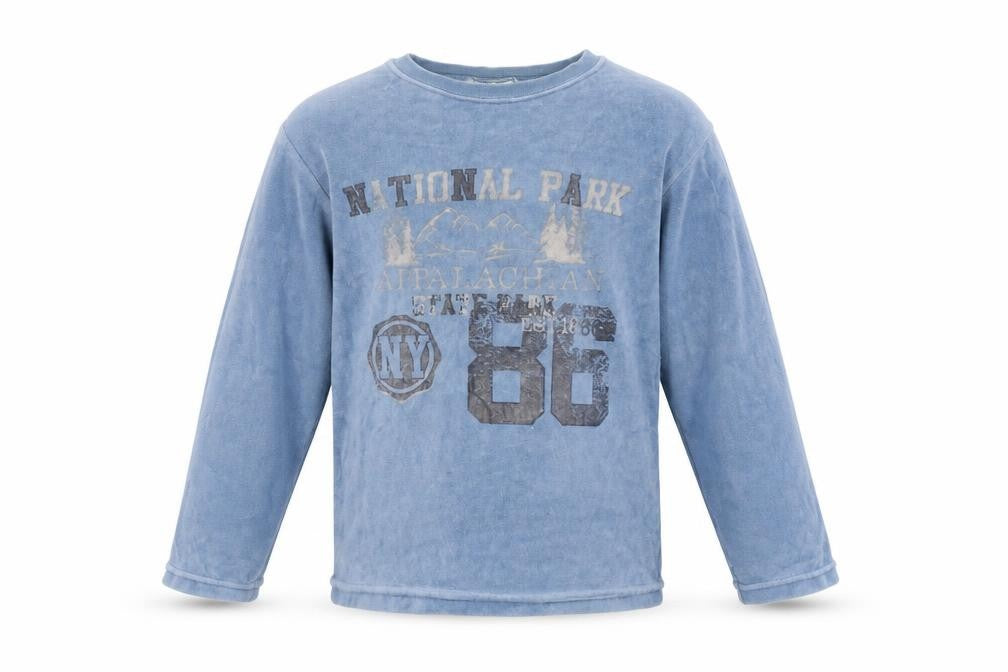 Front view of DPAM boys’ blue jumper, size 8, years