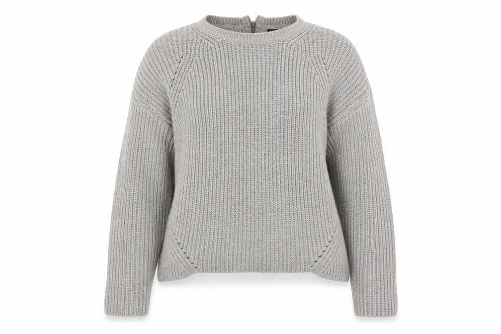 Front view of Dorothy Perkins women’s grey jumper, size UK 14