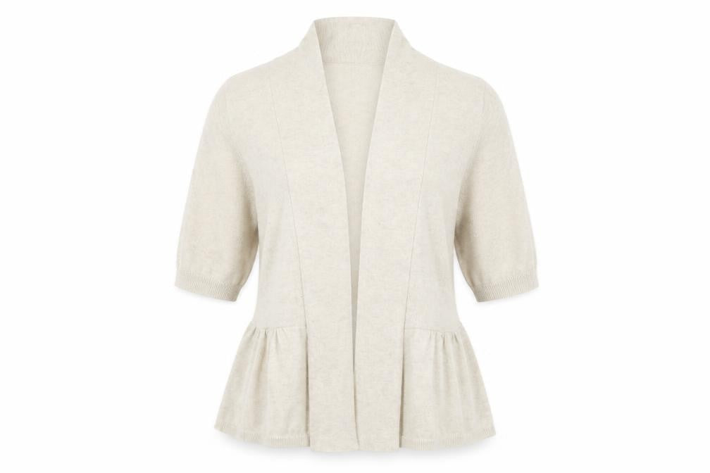 Front view of Peacocks women’s beige cardigan jumper, size UK 12