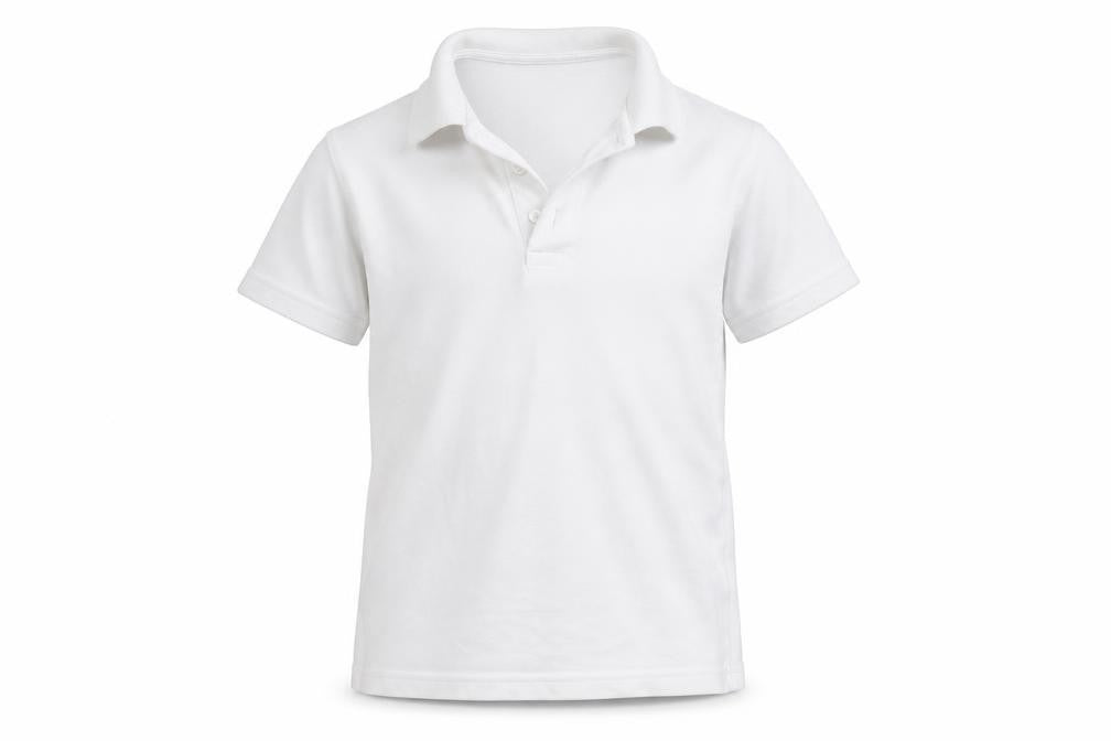 Front view of Marks & Spencer girls’ white basic polo, size 7-8, years