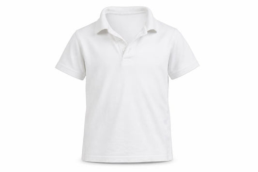 Front view of Marks & Spencer girls’ white basic polo, size 7-8, years