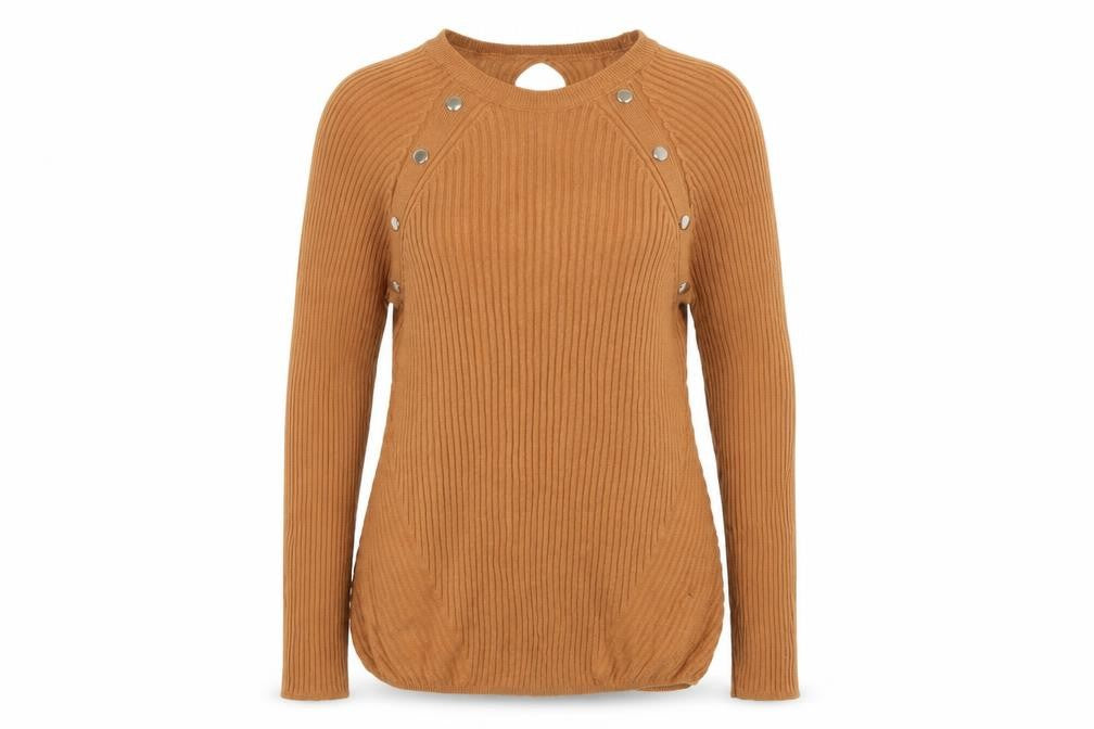 Front view of Select women’s orange jumper, size UK 12