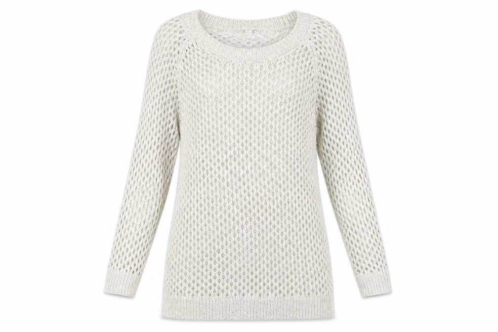 Front view of Gap women’s beige knit jumper, size L