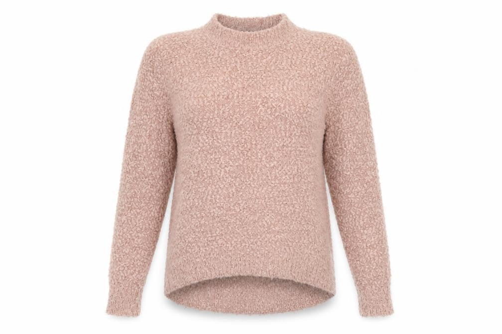 Front view of akd a west women’s pink jumper, size UK 12