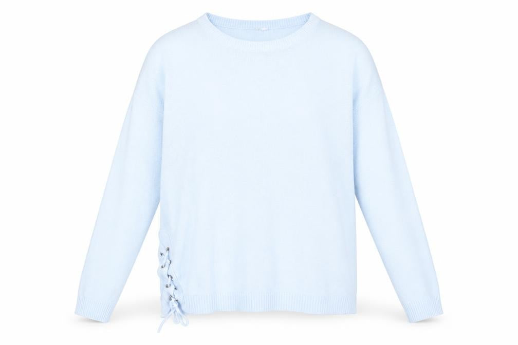 Front view of Capsule women’s blue jumper, size S