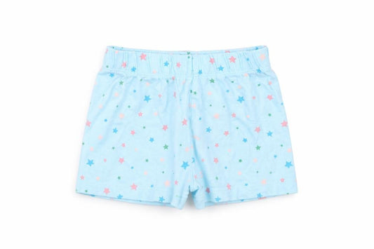 Front view of Marks & Spencer girls’ blue geometric cropped trousers, size 12-18, months
