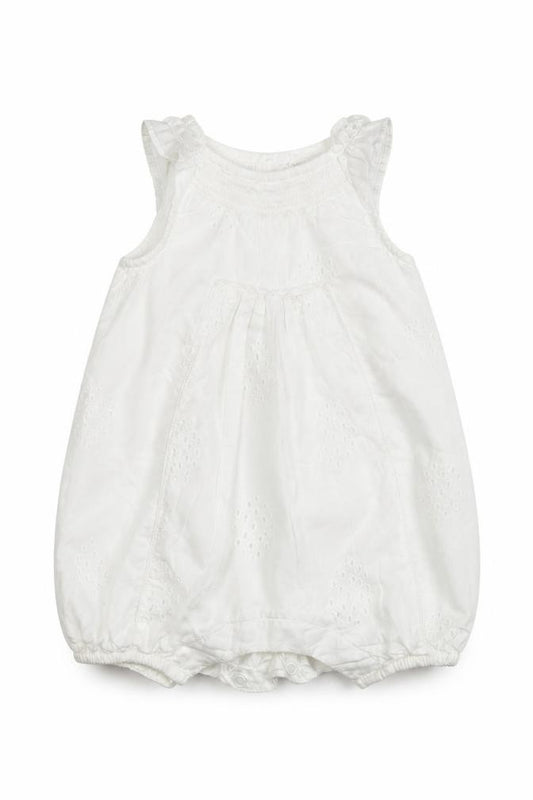 Front view of Next girls’ white babygrow one-piece, size 0-3, months