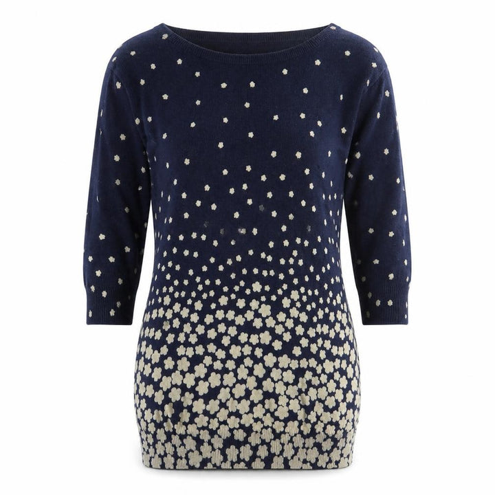 Monsoon Womens Blue Floral Pullover Jumper Size S