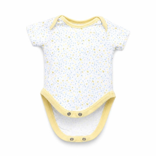 Front view of George girls’ white floral babygrow one-piece, size 0-3, months