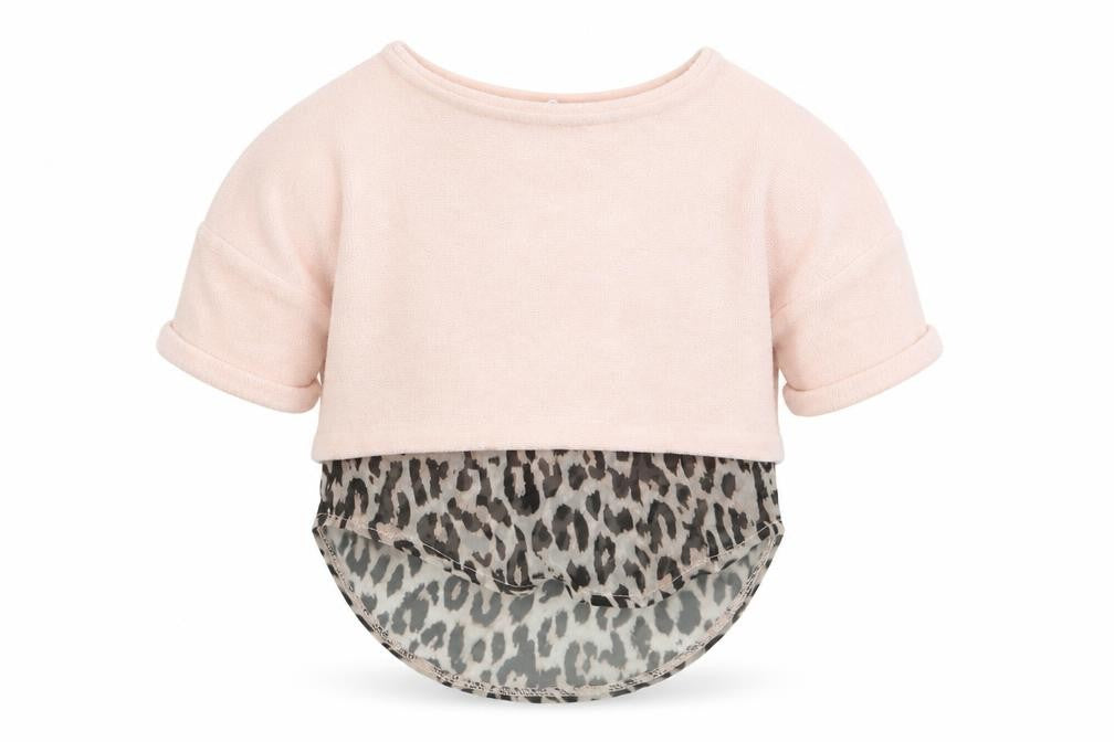 Mini Club Girls Pink Animal Print  Basic T-Shirt Size 0-3 Months
