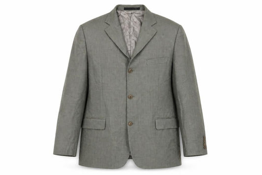 Front view of Marks & Spencer men’s green houndstooth jacket blazer, size M