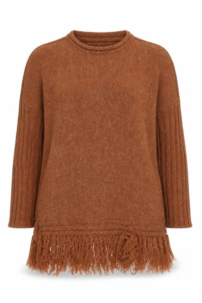 Stitch & Pieces Womens Brown   Pullover Jumper Size 8  - Longline Split Sides Jumper