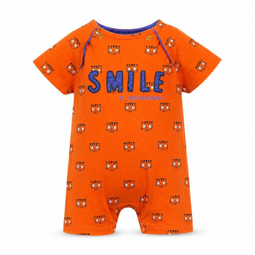 Mothercare Baby Orange Geometric  Babygrow One-Piece Size 0-3 Months  - Tiger print