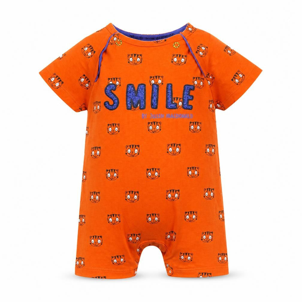 Mothercare Baby Orange Geometric  Babygrow One-Piece Size 0-3 Months  - Tiger print