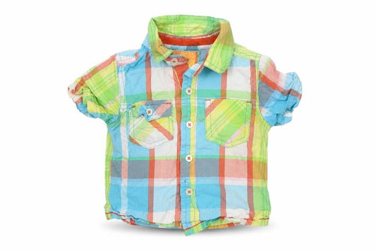 Front view of Next Baby Multicoloured Check Basic Button-Up, size 3-6, Months