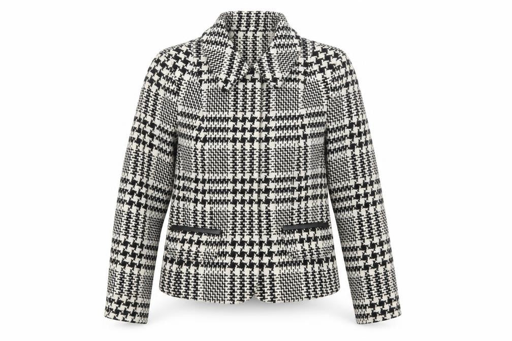Front view of Marks & Spencer women’s multicoloured check jacket coatigan, size UK 8