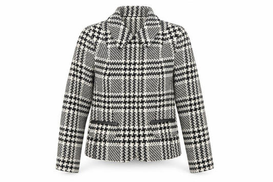 Front view of Marks & Spencer women’s multicoloured check jacket coatigan, size UK 8
