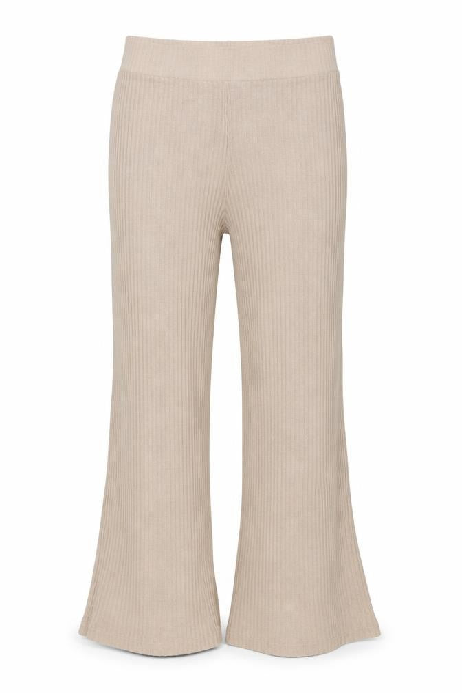 Front view of New Look women’s beige trousers, size L, 28-inch leg