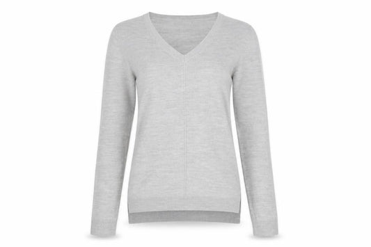 Front view of Atmosphere women’s grey basic t-shirt, size UK 6