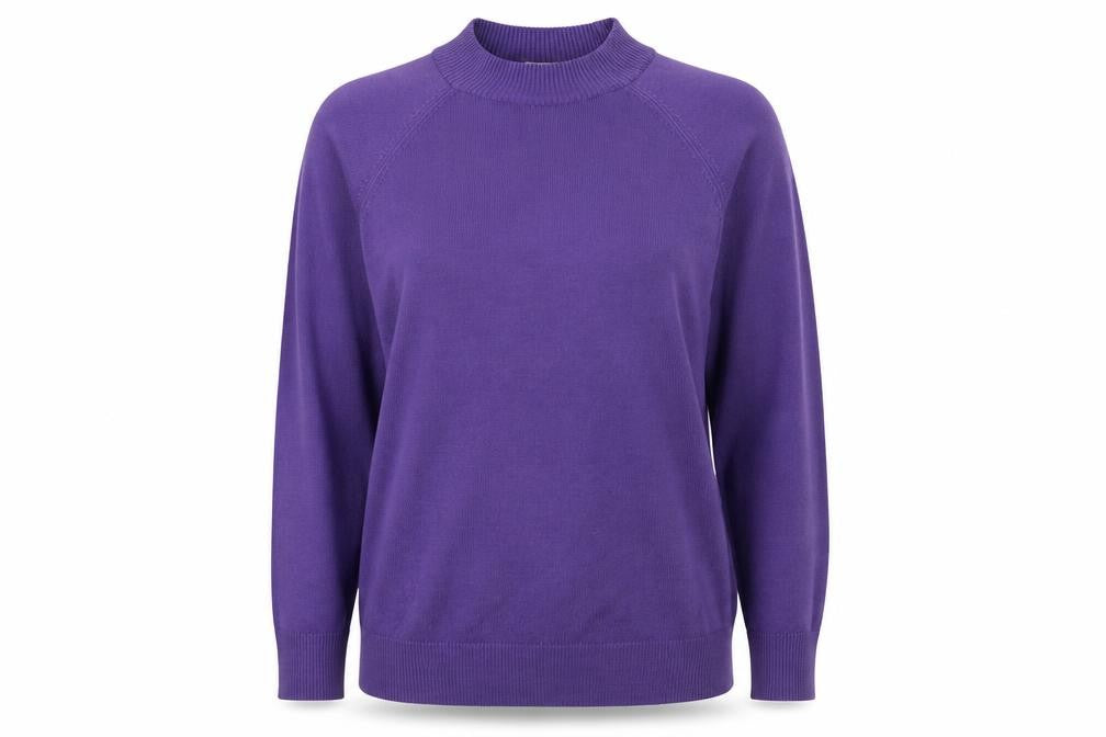 Front view of St Michael women’s purple jumper, size UK 14