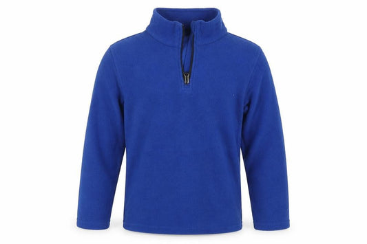 Front view of Winter Adventures boys’ blue fleece jacket, size 7-8, years