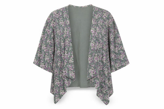 Front view of XXI women’s green floral rayon jacket, size M