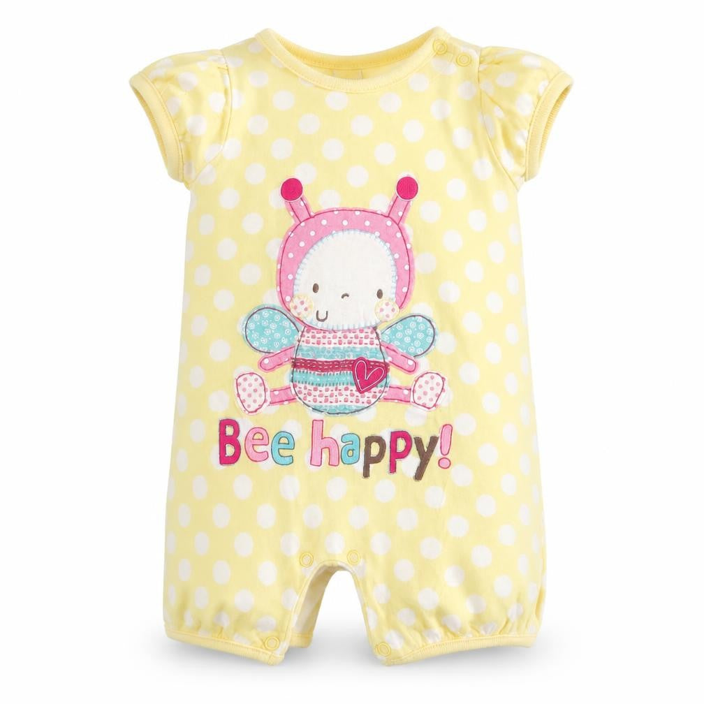 TU Girls Yellow Polka Dot  Pullover T-Shirt Size 3-6 Months  - Bee Happy