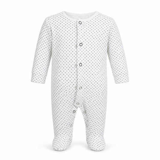 Front view of Next Baby White Polka Dot Coverall One-Piece, size 0-3, Months - Up to 1 month