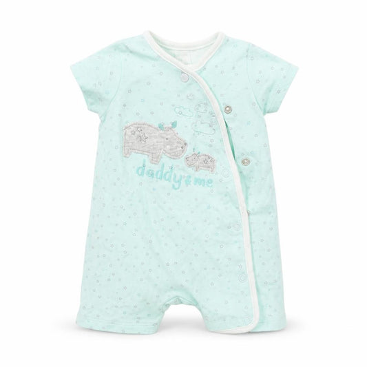 Front view of Mini Club Baby Green Colourblock Babygrow One-Piece Size Newborn