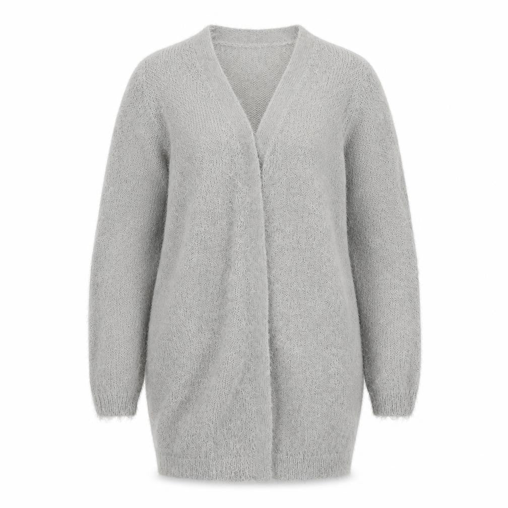 Front view of Studio women’s grey cardigan jumper, size UK 10