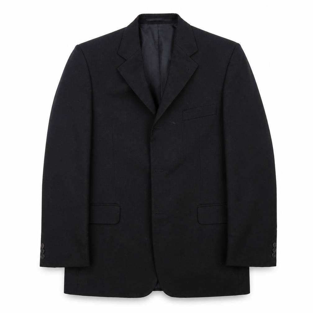 Front view of buisness solutions men’s black jacket blazer, size 44