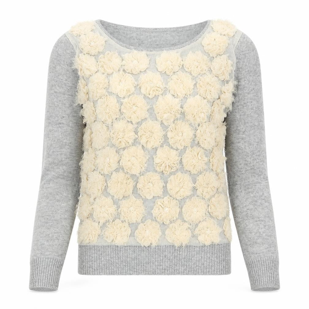 Front view of Katsumi women’s grey knit jumper, size S