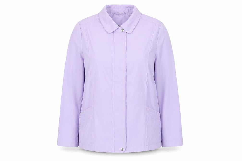 Front view of Bonmarché women’s purple rain coat coat, size L