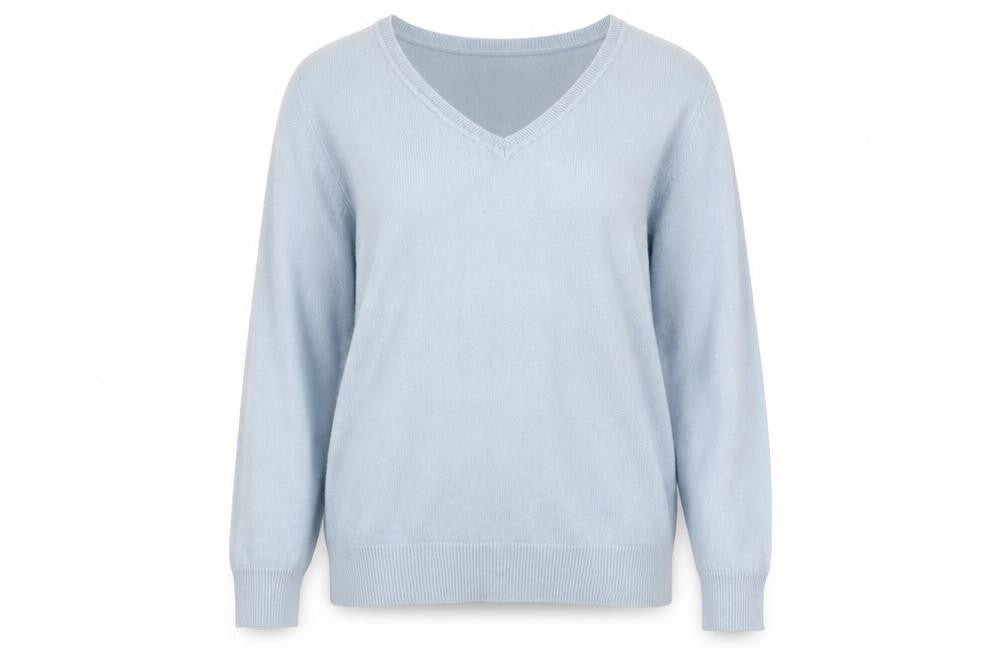 Front view of Julipa women’s blue knit jumper, size UK 12